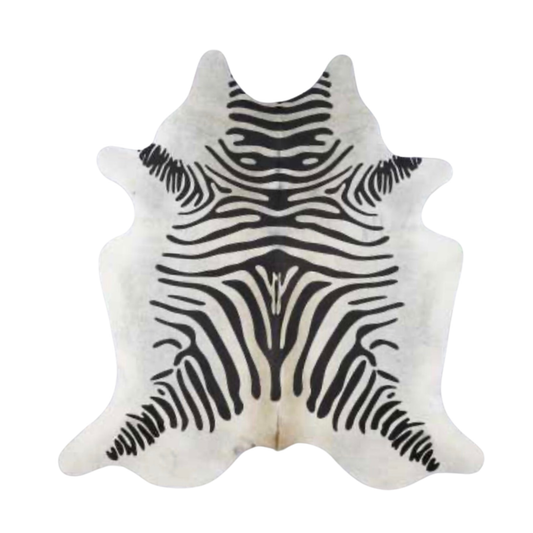 Black & White Zebra Premium Brazilian Cowhide, XL #008 7'x7'