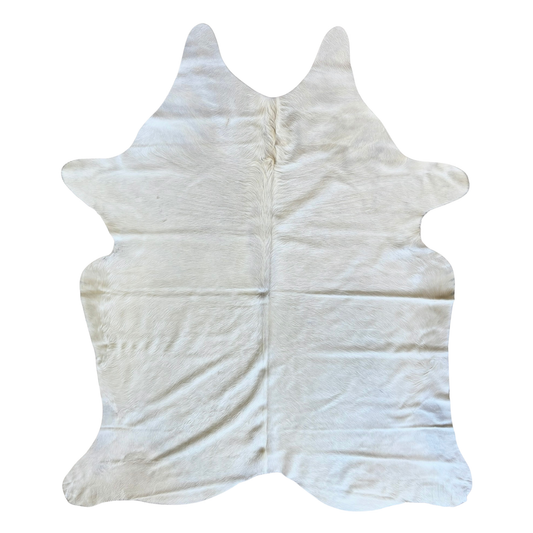 Solid Natural White, Premium Brazilian Cowhide, XL #2369 7'4"x6'7"