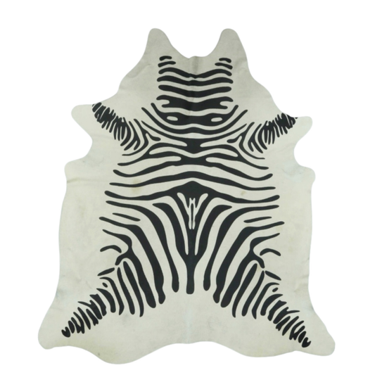 Black & White Zebra Premium Brazilian Cowhide, XL #2556 6'x7'