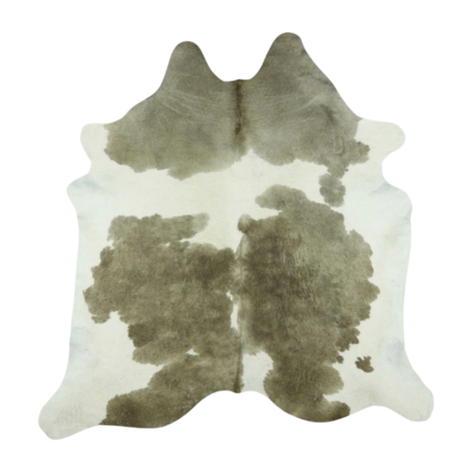 Mushroom and White Premium Brazilian Hide, XL #2990 7'x7'