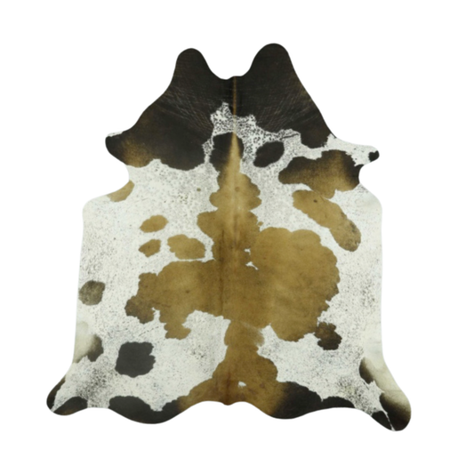 Brown & White Tricolor Premium Brazilian Hide, XL #3979 6'x6'