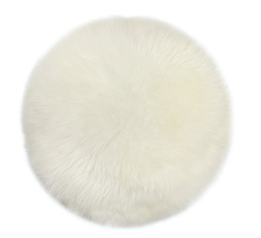 Virgin Australian Sheep Fur 16” Round Pillow VSF16DPLS W