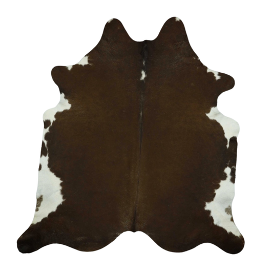 Brown & White, Dark Premium Brazilian Hide, XL #4617 7'x7'