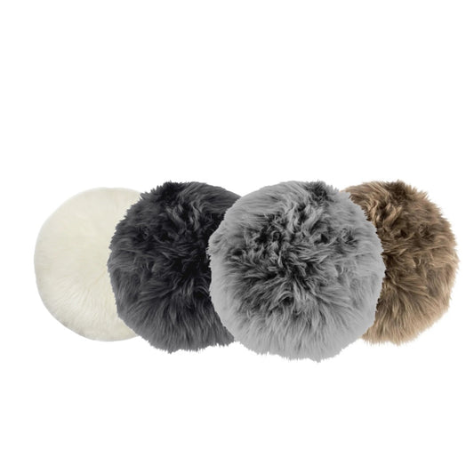 Virgin Australian Sheep Fur 16” Round Pillow VSF16DPLS W