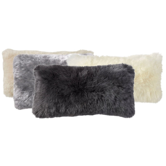 Virgin Australian Sheep Fur 12”x20” Lumbar Pillow VSF1220PLS W